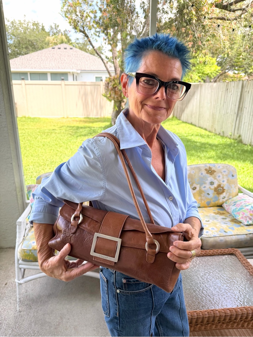 Blaquè Distressed Brown Leather Baguette Shoulder Bag Made in Argentina Vintage
